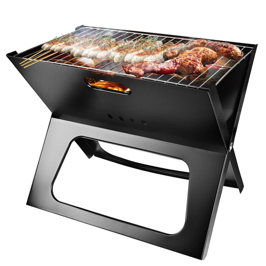 Foldable charcoal BBQ grill by Mercantile Mountain with triangle design for camping on Tampa Home & Garden Store