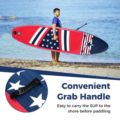 Inflatable stand-up paddle board Mercantile Mountain red blue Stars & Stripes removable fin on Tampa Home & Garden Store