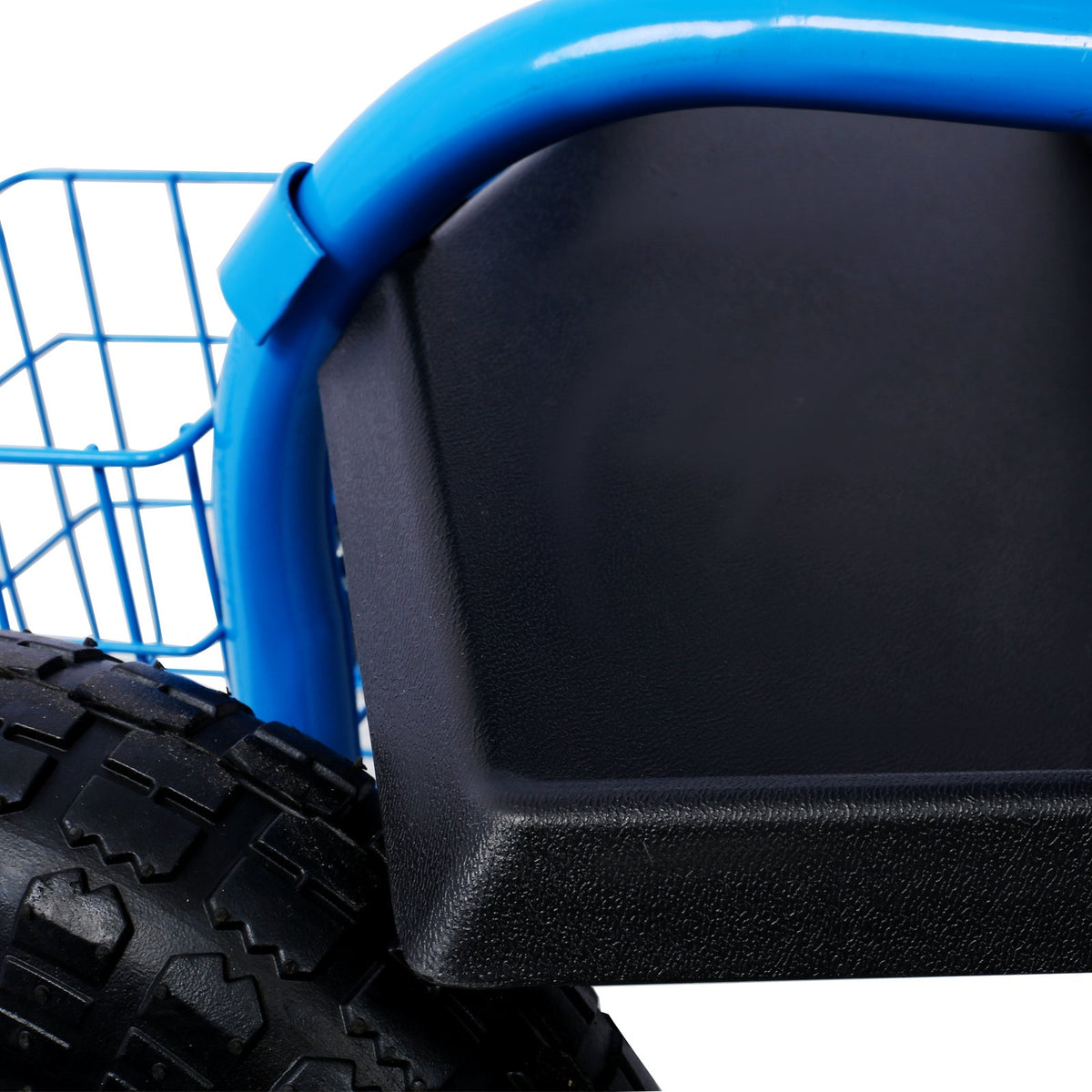 Mercantile Mountain blue garden scooter cart seat with wheels and tool tray, 360 swivel on Tampa Home & Garden Store