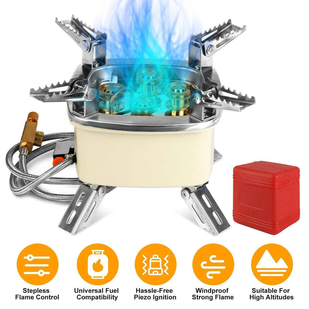 Mercantile Mountain 13000W five-head windproof camping stove with foldable legs on Tampa Home & Garden Store