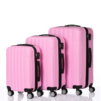 3-piece pink hard-shell suitcase set with spinner wheels, large capacity on Tampa Home & Garden Store