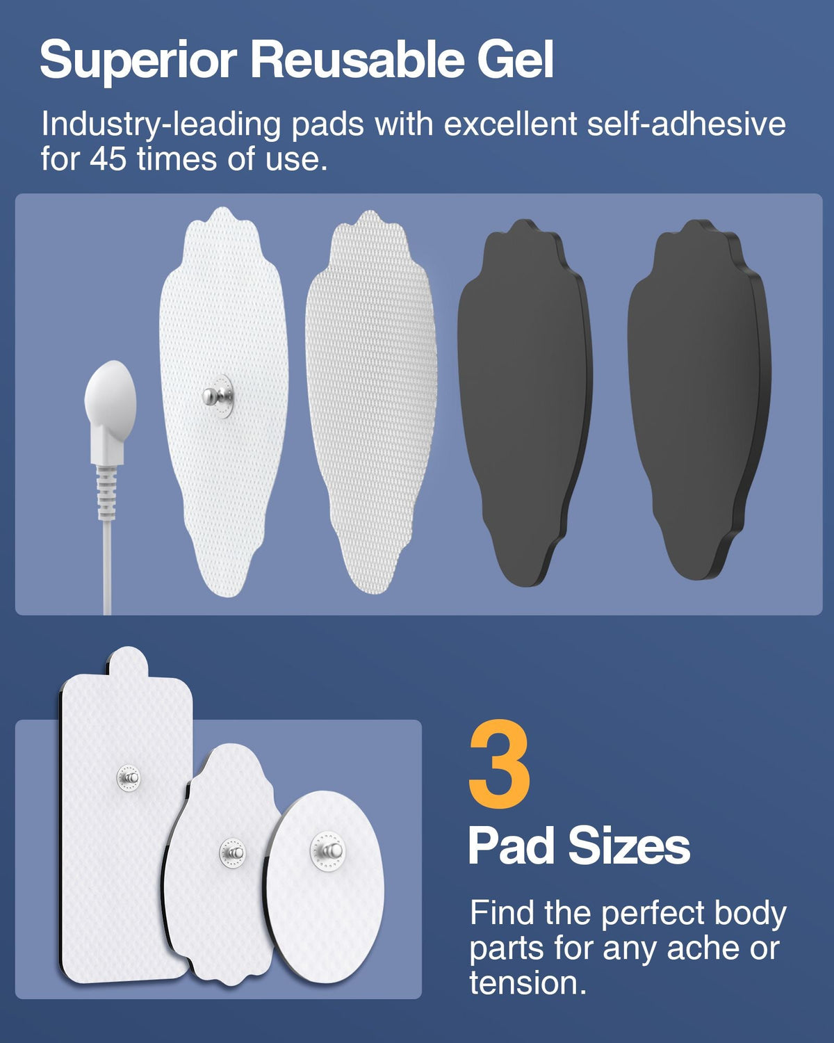 Mercantile Mountain 24-Mode TENS EMS unit with 8 reusable gel pads and mixed pad sizes on Tampa Home & Garden Store