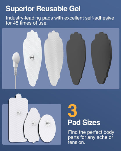 Mercantile Mountain 24-Mode TENS EMS unit with 8 reusable gel pads and mixed pad sizes on Tampa Home & Garden Store