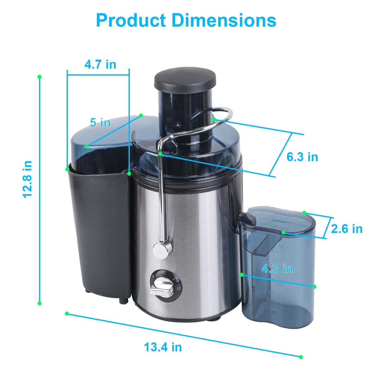 Mercantile Mountain 1000W centrifugal juicer with 2 speeds; stainless steel body and black top on Tampa Home & Garden Store
