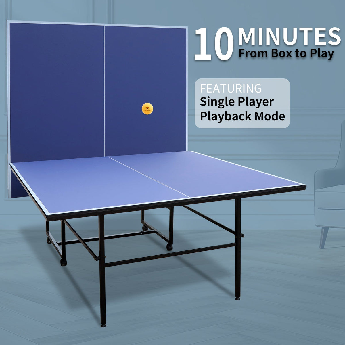 Ping Pong Table 9-Foot Foldable Indoor with blue surface by Mercantile Mountain on Tampa Home & Garden Store