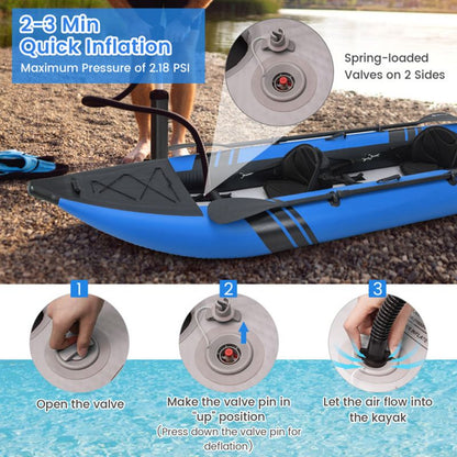 Mercantile Mountain inflatable 2-person kayak set with aluminium oars, blue on Tampa Home & Garden Store