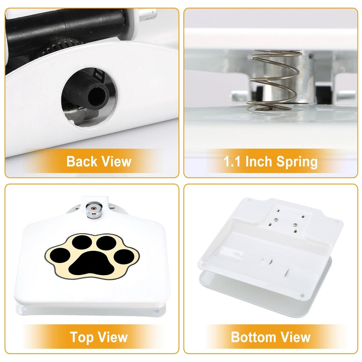 Outdoor Dog Water Fountain step-on dispenser; white unit with paw-print lid back/top/bottom on Tampa Home & Garden Store