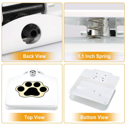 Outdoor Dog Water Fountain step-on dispenser; white unit with paw-print lid back/top/bottom on Tampa Home & Garden Store