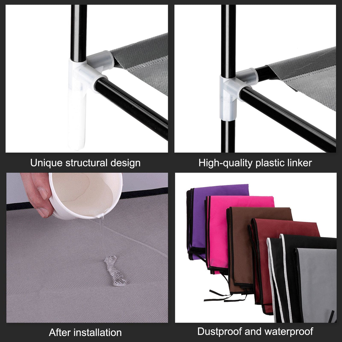 Mercantile Mountain 10-layer shoe rack, black non-woven fabric shelves and white connectors on Tampa Home & Garden Store