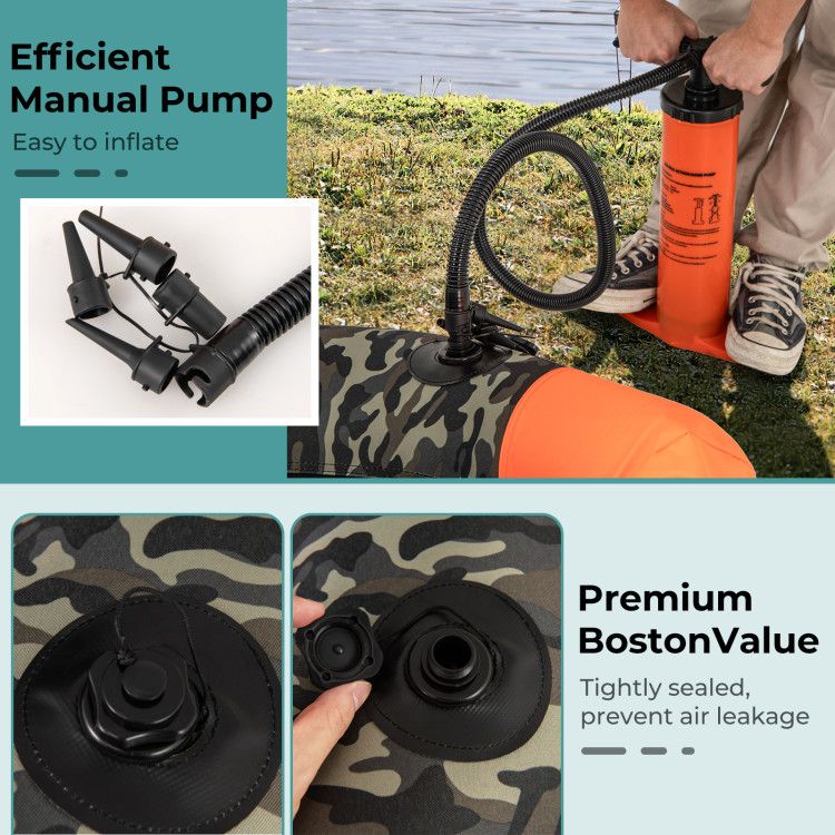 Portable Fishing Boat with 3 detachable storage boxes by Mercantile Mountain, orange pump on Tampa Home & Garden Store