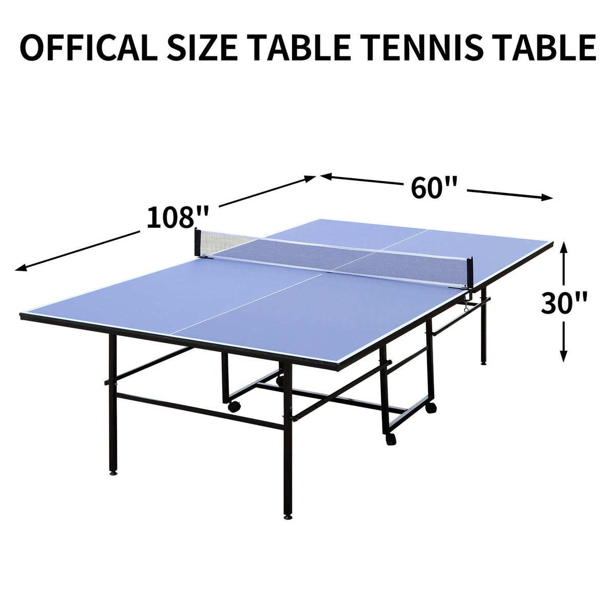 9-Foot Foldable Indoor Ping Pong Table blue surface with net and wheels Mercantile Mountain on Tampa Home & Garden Store