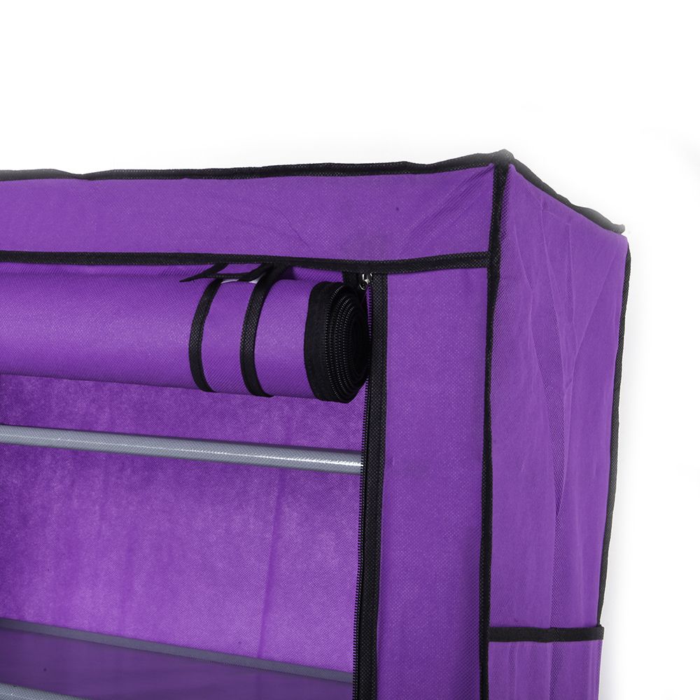Purple non-woven fabric shoe rack with 10-layer, 9-lattice shelves and metal rod support on Tampa Home & Garden Store