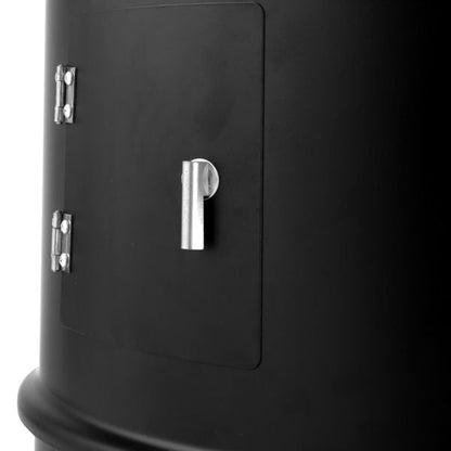 Outdoor charcoal smoker grill barrel BBQ cooker black finish with side latch Mercantile Mountain on Tampa Home & Garden Store