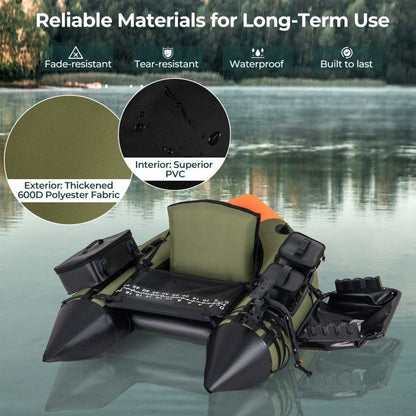 Portable inflatable fishing boat with 3 detachable storage boxes by Mercantile Mountain on Tampa Home & Garden Store