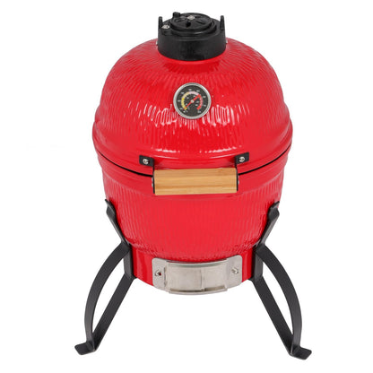 Mercantile Mountain 13in red ceramic charcoal grill XH compact kamado outdoor cooker with wooden handle on Tampa Home & Garden Store