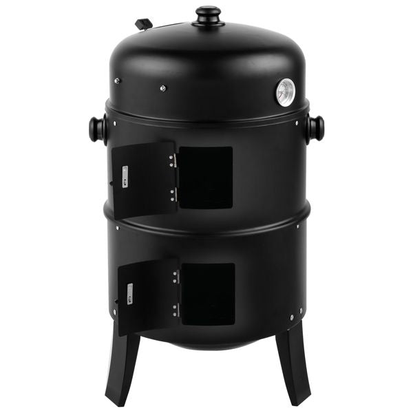 Mercantile Mountain portable charcoal smoker barrel in black with dual doors on Tampa Home & Garden Store