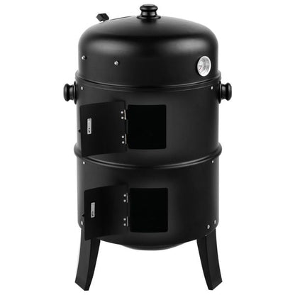 Mercantile Mountain portable charcoal smoker barrel in black with dual doors on Tampa Home & Garden Store