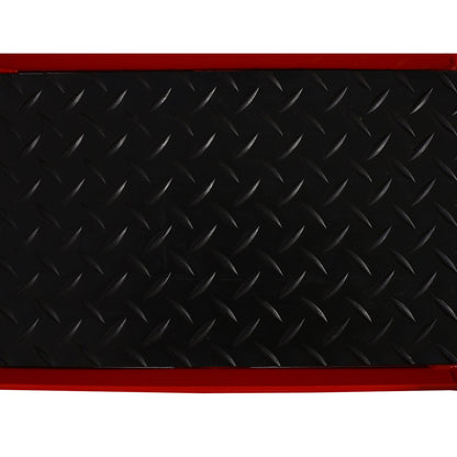 Motorcycle center stand dolly base platform in black diamond-plate steel with red trim on Tampa Home & Garden Store