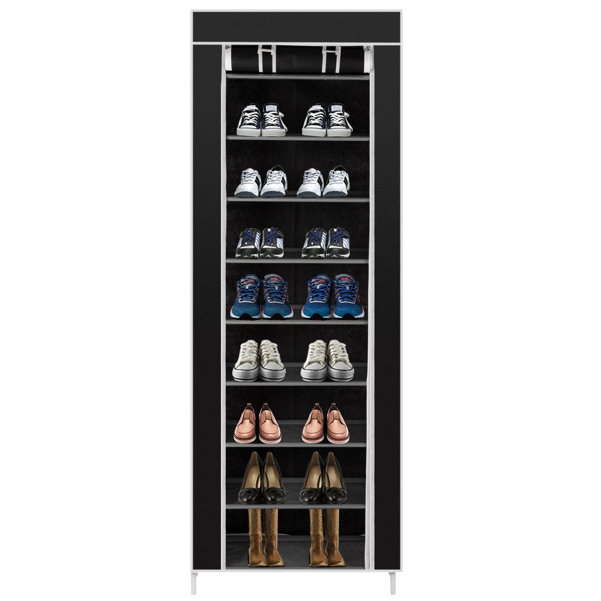 Shoe rack 10-layer Mercantile Mountain, black non-woven fabric shelves on Tampa Home & Garden Store