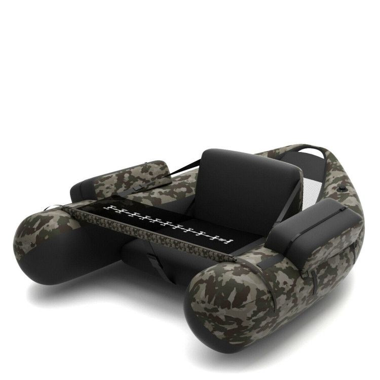 Inflatable fishing float tube camo with pump storage pockets and fish ruler Mercantile Mountain on Tampa Home & Garden Store