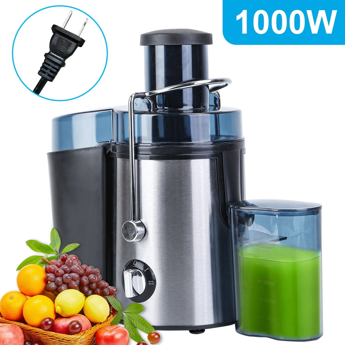 Mercantile Mountain 1000W centrifugal juicer with stainless body and juice container 2 speeds on Tampa Home & Garden Store