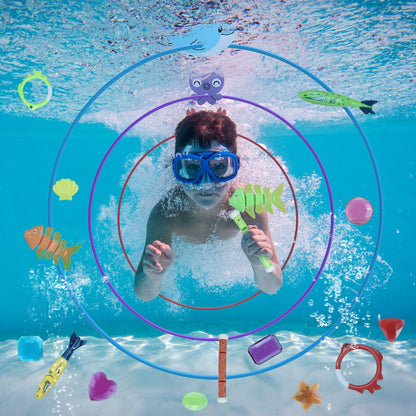 24PCS Kids Diving Pool Toys Set - rings, torpedoes, volleyball Mercantile Mountain on Tampa Home & Garden Store