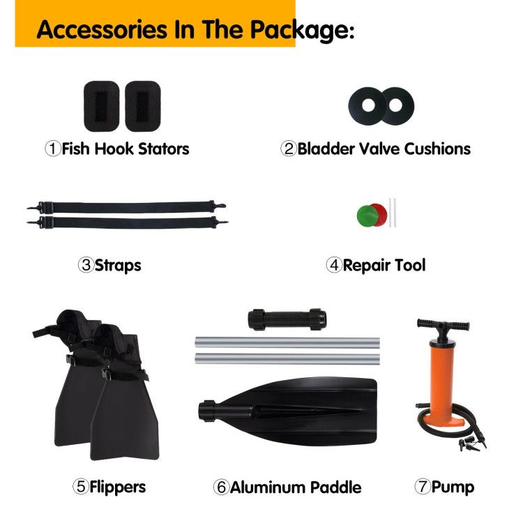 Inflatable Fishing Float Tube accessories by Mercantile Mountain: 7 items incl pump paddle on Tampa Home & Garden Store