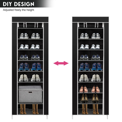 Pair of Mercantile Mountain black non-woven fabric shoe racks, 10-layer 9-lattice on Tampa Home & Garden Store