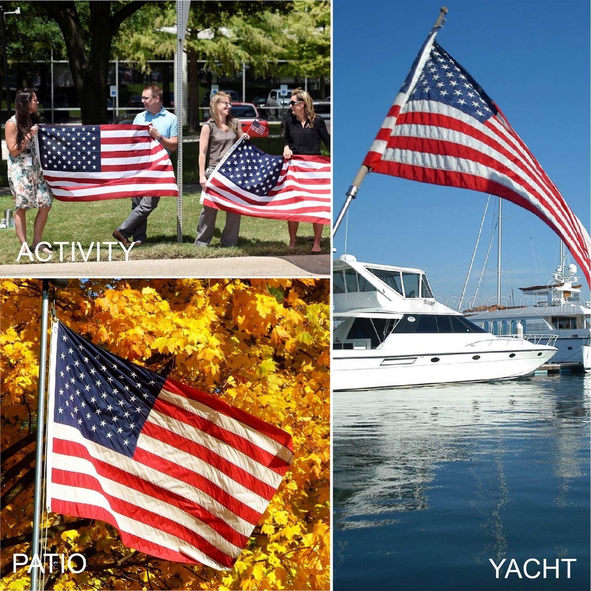 Heavy Duty American Flag with embroidered stars and brass grommets, red white blue flag on Tampa Home & Garden Store