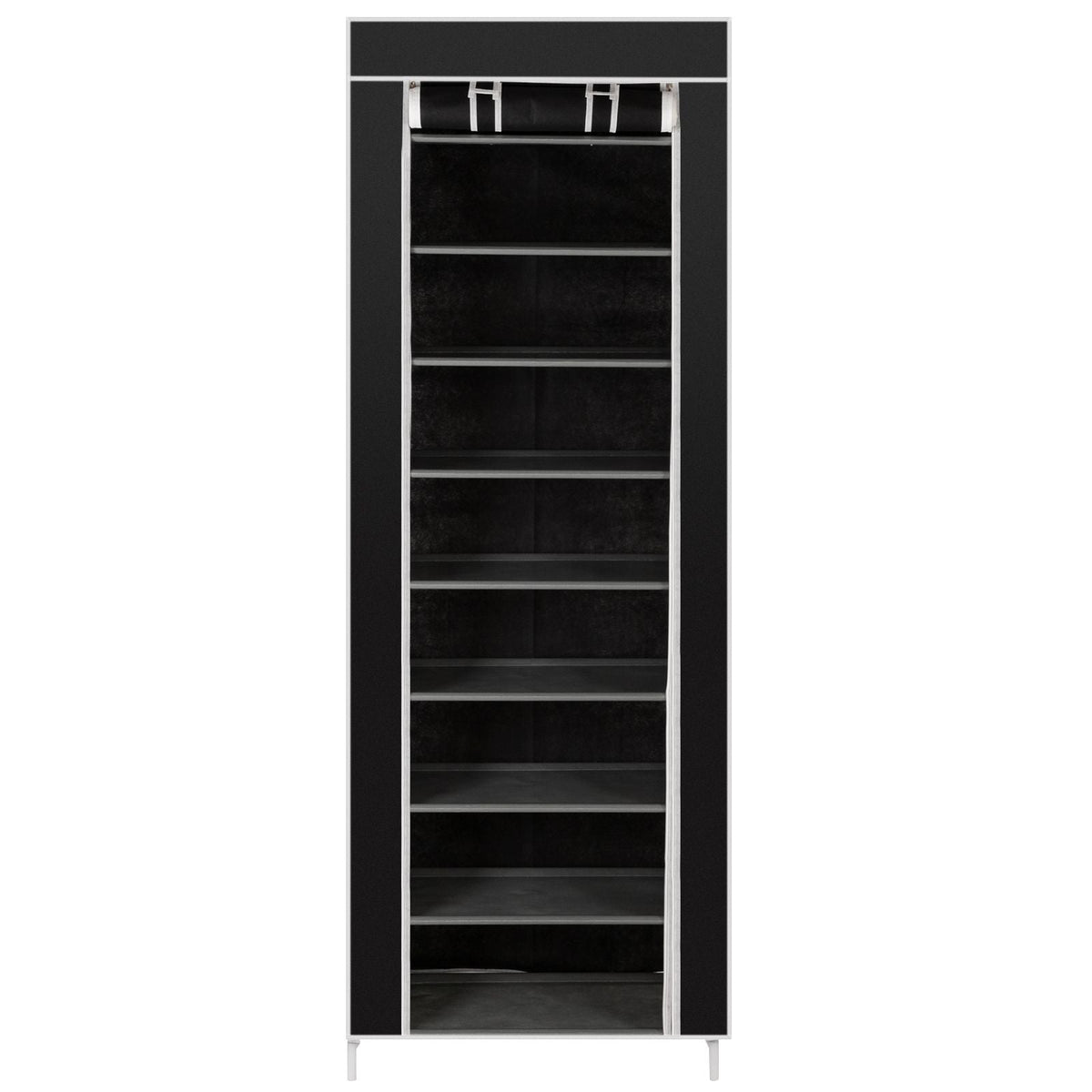 Mercantile Mountain black 10-layer shoe rack with 9 lattice shelves, non-woven fabric panels on Tampa Home & Garden Store