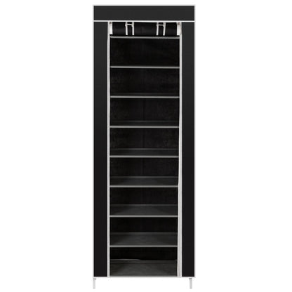 Mercantile Mountain black 10-layer shoe rack with 9 lattice shelves, non-woven fabric panels on Tampa Home & Garden Store