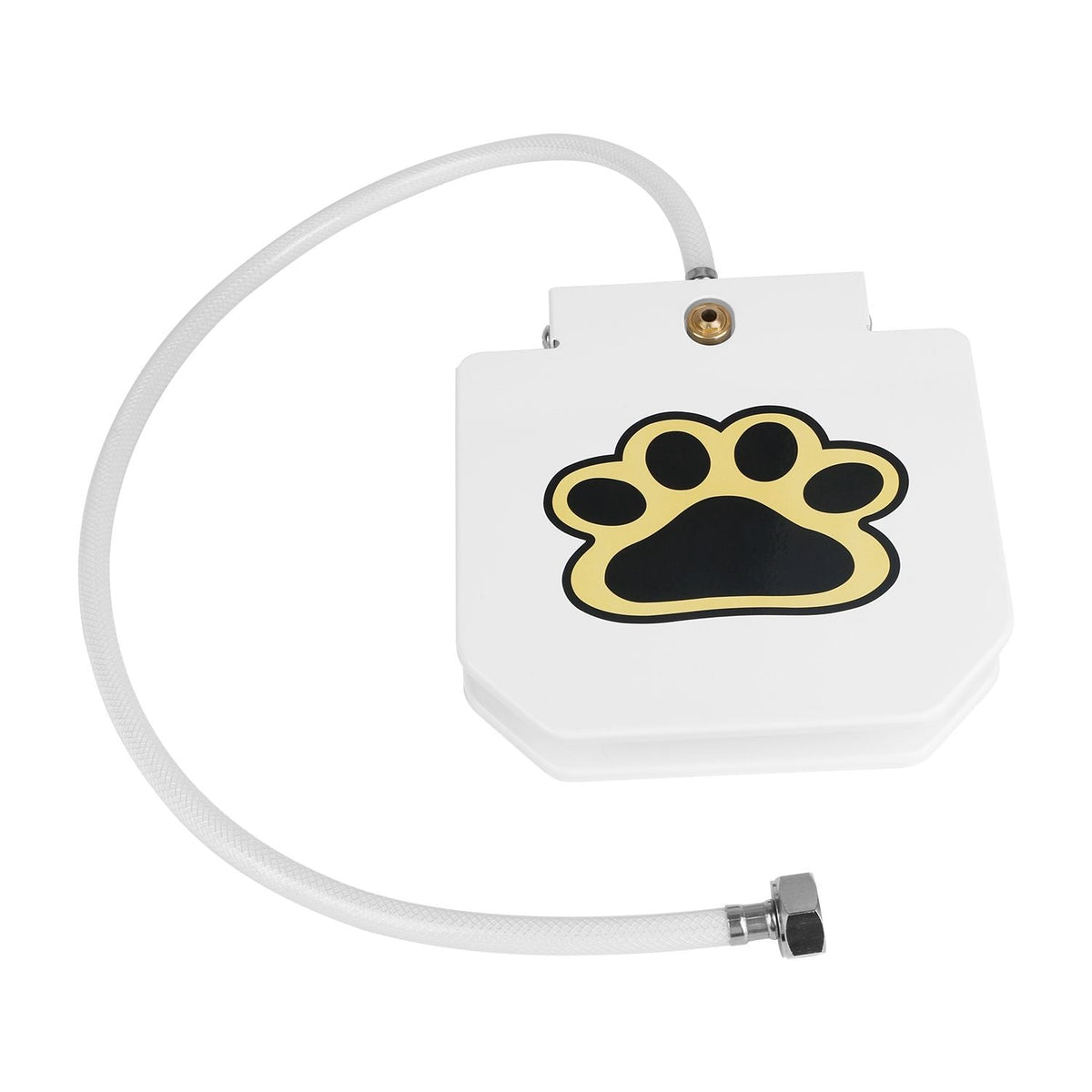 Outdoor Dog Water Fountain Step-On Activated Dispenser by Mercantile Mountain, white paw logo on Tampa Home & Garden Store