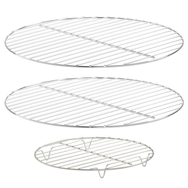 Mercantile Mountain two round chrome grill grates set for outdoor charcoal smoker grill on Tampa Home & Garden Store