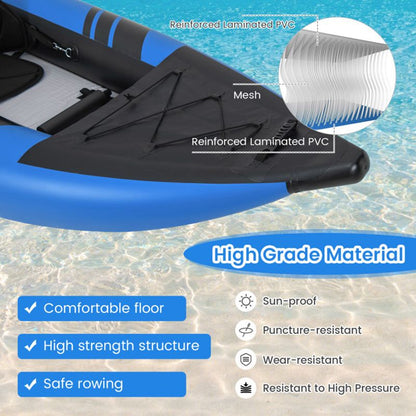 Inflatable 2-person Kayak Set by Mercantile Mountain with aluminium oars, blue hull, PVC on Tampa Home & Garden Store