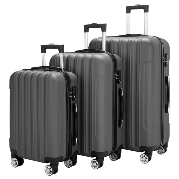 Three-piece Mercantile Mountain luggage set, dark gray hard-shell with spinner wheels, large capacity on Tampa Home & Garden Store