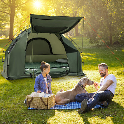 Mercantile Mountain 1-Person Folding Camping Tent with Sunshade and Air Mattress, green on Tampa Home & Garden Store