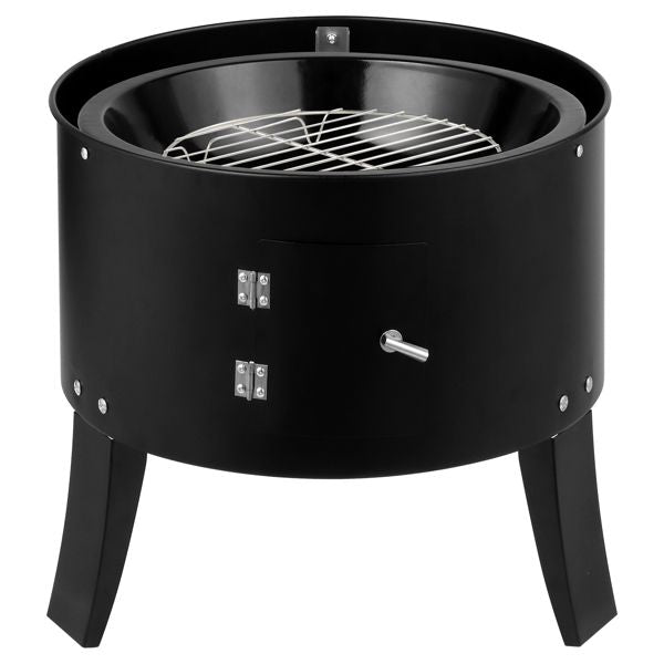 Outdoor Charcoal Smoker Grill portable barrel BBQ cooker black metal Mercantile Mountain on Tampa Home & Garden Store