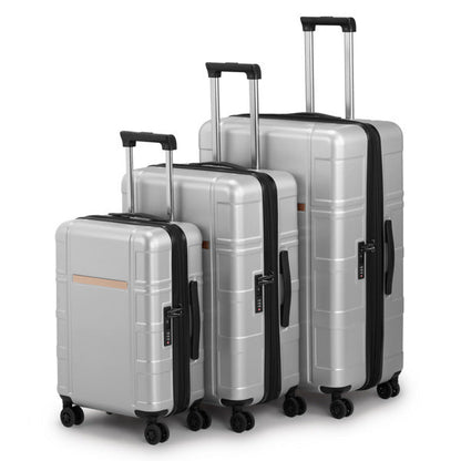 Mercantile Mountain 3-piece expandable luggage set in metallic gray PC+ABS with TSA locks on Tampa Home & Garden Store