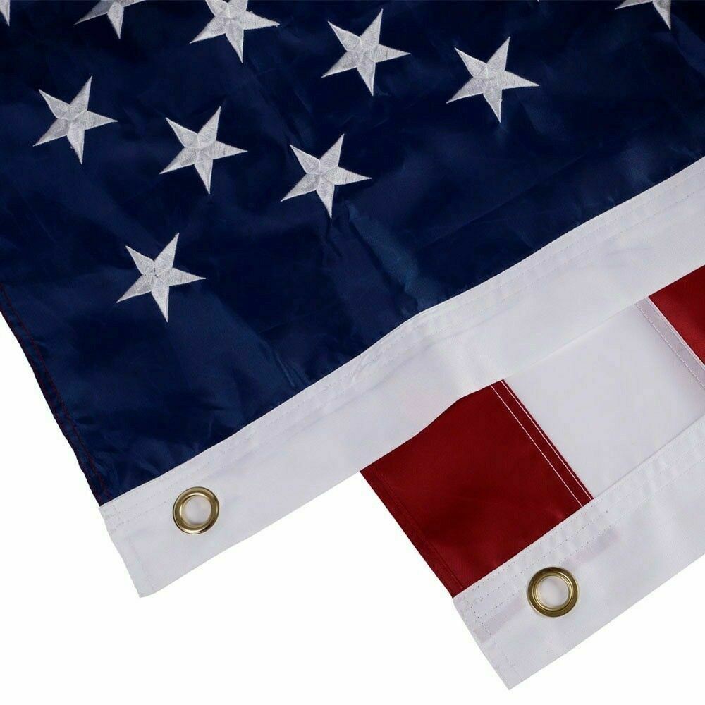 Heavy Duty American Flag with embroidered stars on navy canton, brass grommets and border on Tampa Home & Garden Store