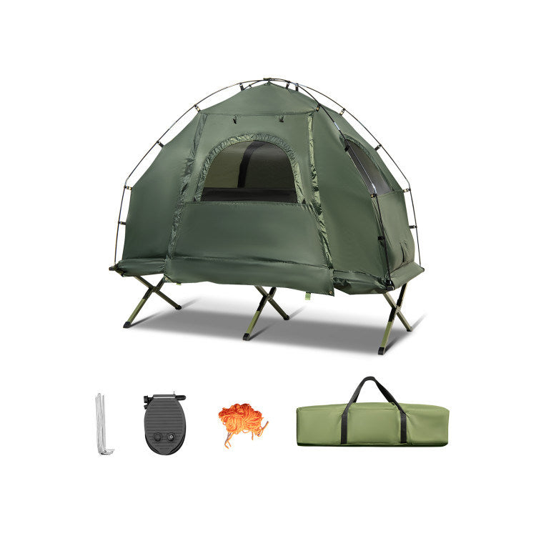 Mercantile Mountain 1-Person Folding Camping Tent with Sunshade and Air Mattress, green bag on Tampa Home & Garden Store