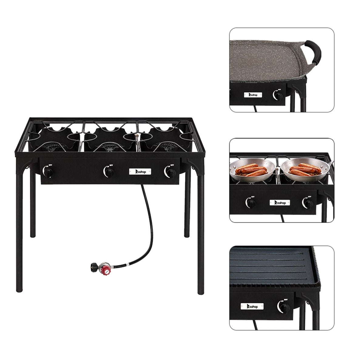 Mercantile Mountain 225,000 BTU 3-burner outdoor propane camp stove with regulator hose on Tampa Home & Garden Store