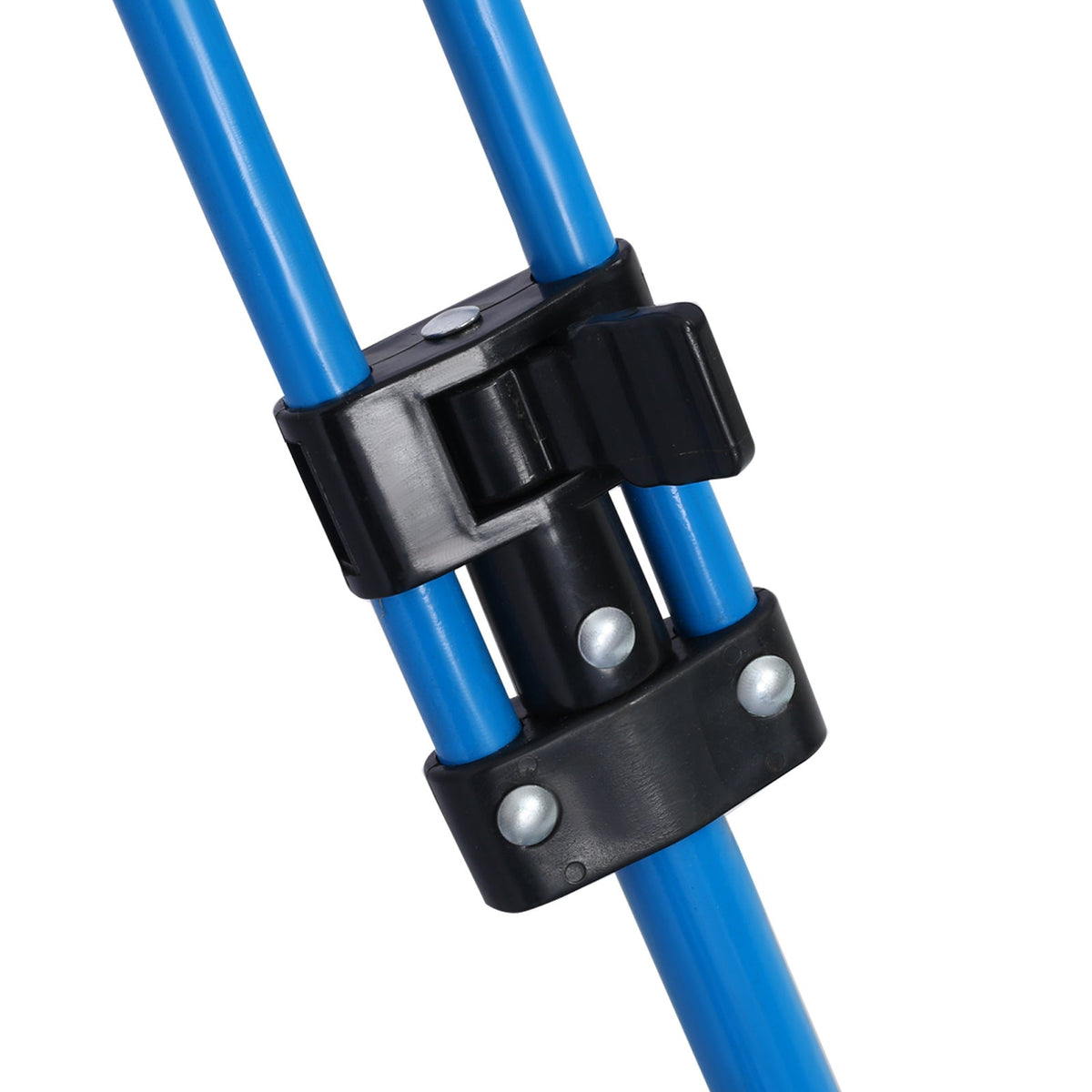 Rolling garden scooter frame with blue tubular legs and black locking clamp on Tampa Home & Garden Store