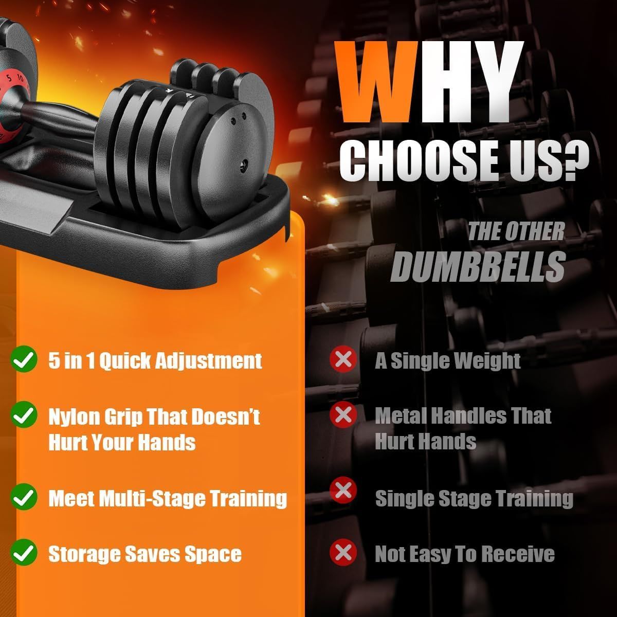 25LB Adjustable Dumbbell by Mercantile Mountain with 5-in-1 weight set and anti-slip handle on Tampa Home & Garden Store