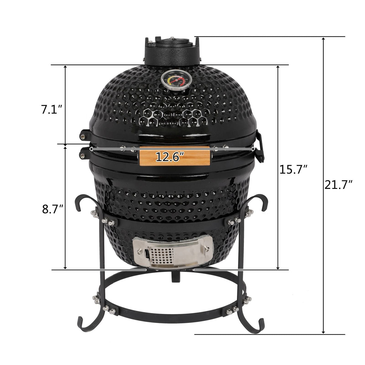 Mercantile Mountain 13-inch ceramic charcoal grill XH compact kamado outdoor cooker in black on Tampa Home & Garden Store