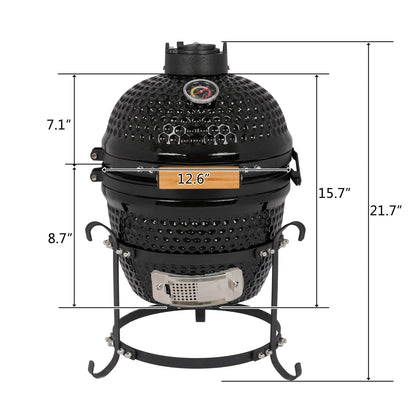 Mercantile Mountain 13-inch ceramic charcoal grill XH compact kamado outdoor cooker in black on Tampa Home & Garden Store
