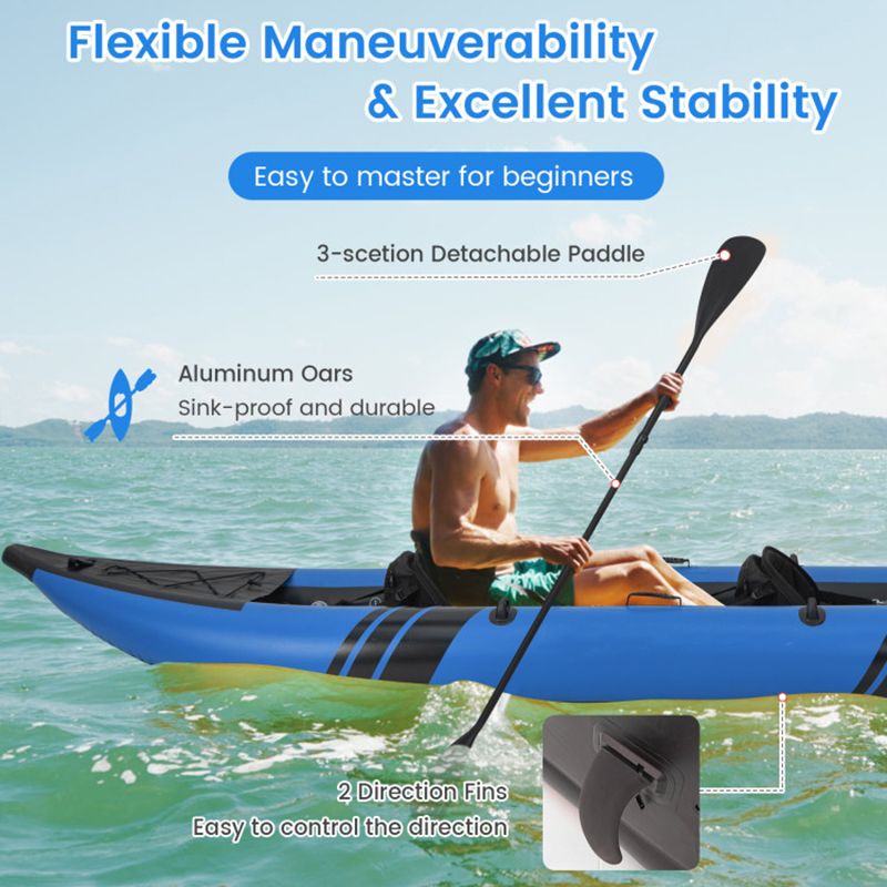 Inflatable 2-person kayak set Mercantile Mountain blue with aluminum oars and repair kit on Tampa Home & Garden Store