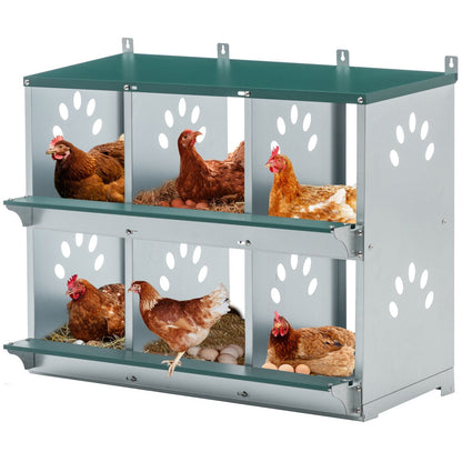 6-room metal chicken nesting box galvanized steel hen coop with green top gray panels on Tampa Home & Garden Store