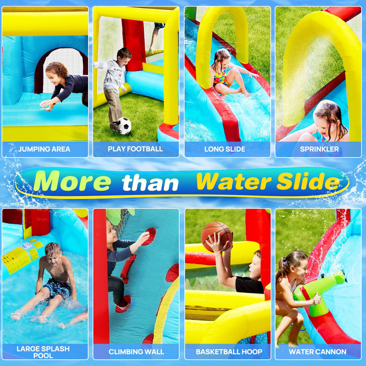 7-in-1 Inflatable Water Slide Bounce House with Pool by Mercantile Mountain, multicolor on Tampa Home & Garden Store