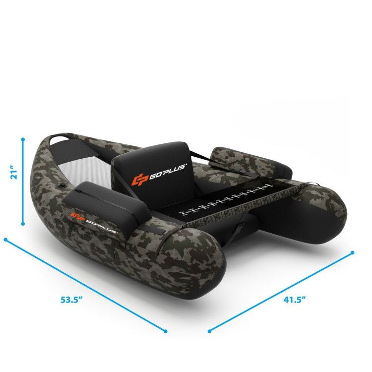 GoPlus inflatable fishing float tube with pump pockets and fish ruler 53.5x41.5x21 in on Tampa Home & Garden Store