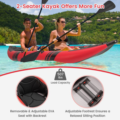 Inflatable 2-person kayak with aluminium oars and repair kit, red/black hull Mercantile Mountain on Tampa Home & Garden Store